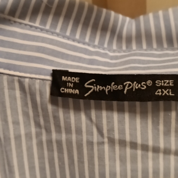 FINAL PRICE NWT Simplee Plus light blue & white striped jumper/big front pockets - Picture 4 of 5